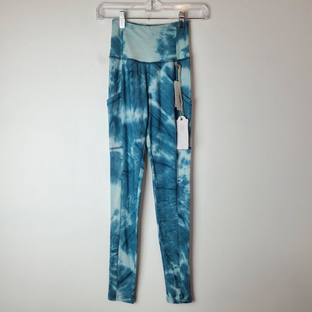 TRUE CRAFT Teal Day Bleach Core Leggings Teal Womens XS Pockets